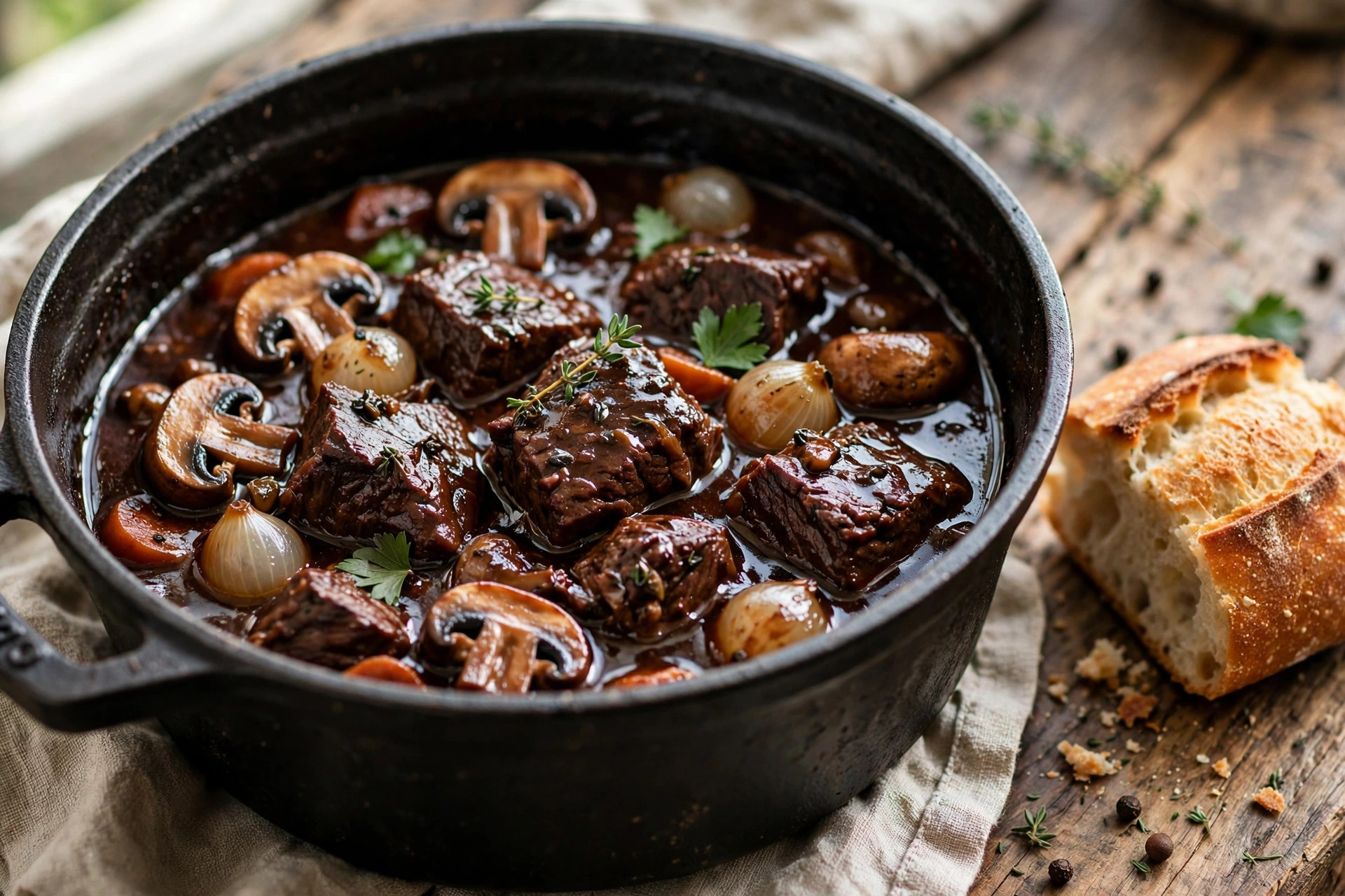 Boeuf bourguignon (mijoteuse)