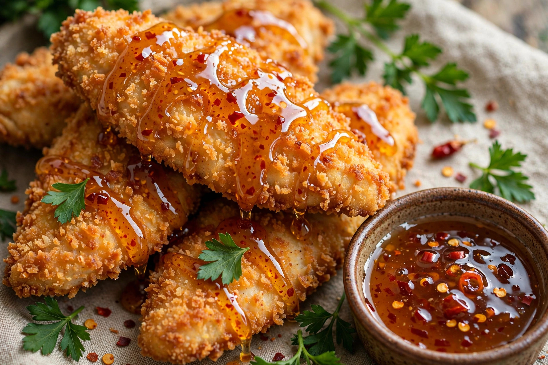 Filets de poulet à la friteuse à air chaud (air fryer), miel épicé