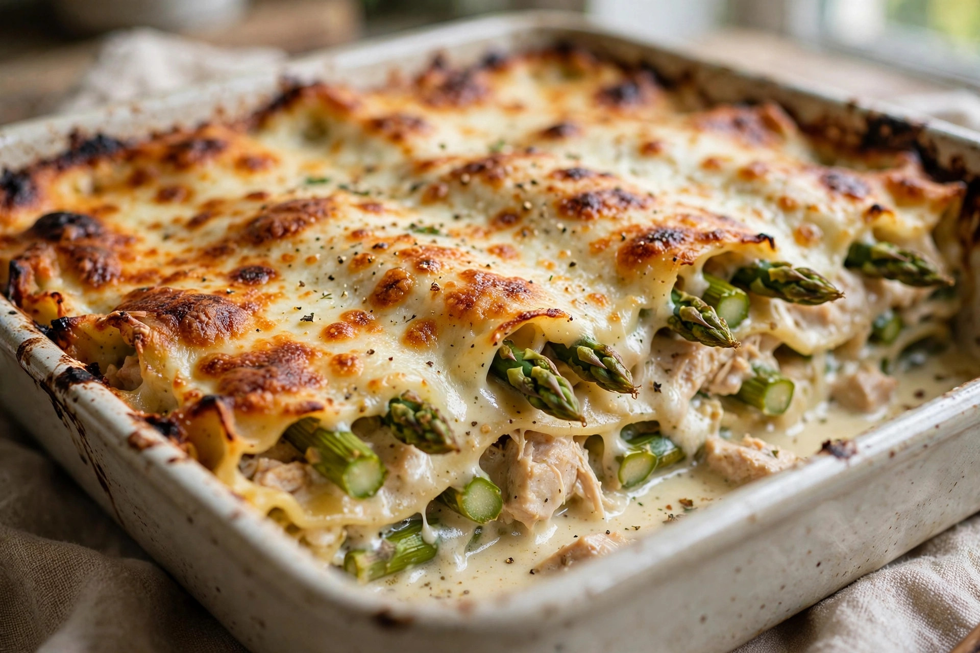 Lasagne au poulet et aux asperges