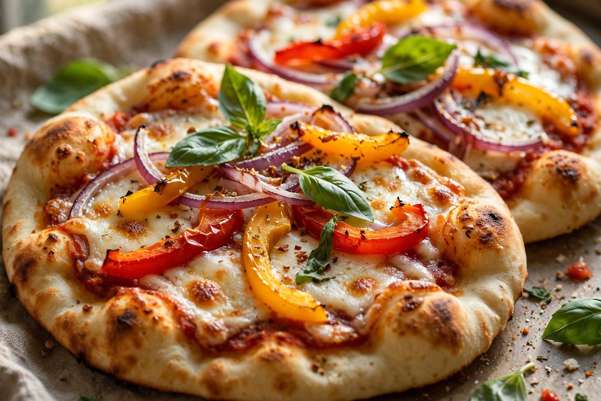 Pizzas naan aux légumes
